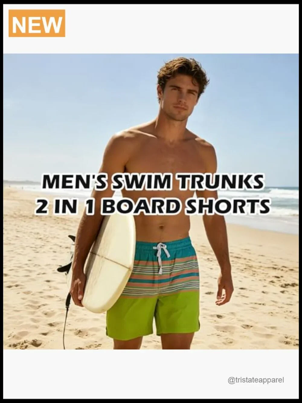 Men's Swim Trunks Board Shorts Quick Dry 2 in 1 with Pockets Drawstring Beach